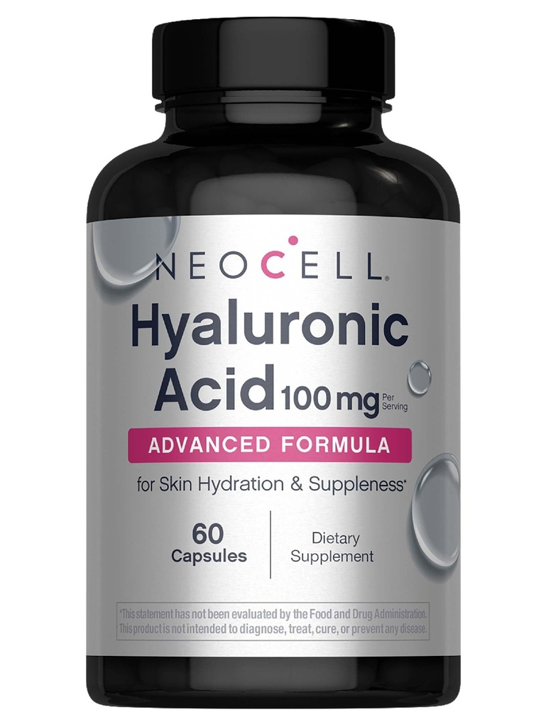 Capsule cu acid hialuronic NeoCell, lubrifiant esenţial, susţine hidratarea ţesutului, gluten fără, 60 Conte, 1 flacon