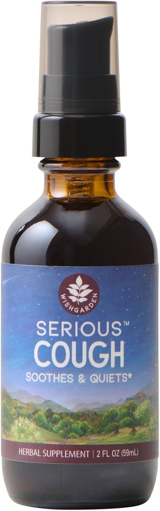 WishGarden Herbs - Serious Tuse, Organic Herbal Tuse Suppressant Supliment, Soothes and Calms Common Throat and Bronchial Iritation (2 Ounce Pump)
