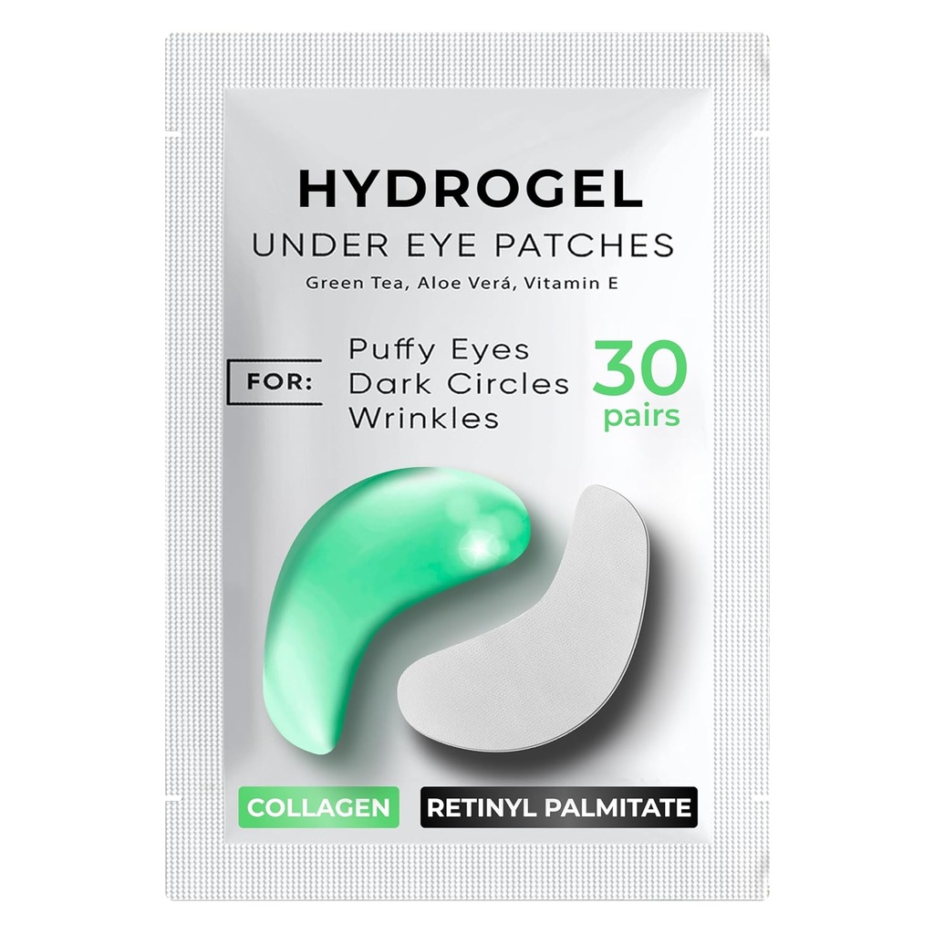 Sub Petice ochi pentru cercuri întunecate, Puffiness 30 PAIRS - Cercuri întunecate sub tratament ochi - sub gel masca ochi - Sub petice Gel ochi pentru ochi pufos - Ceai verde, petice ochi Colagen - sub pad-uri ochi