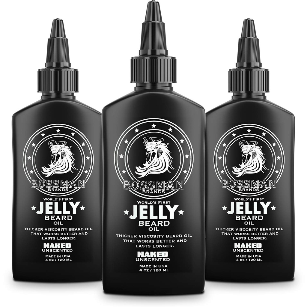 Bossman Jelly Barbă ulei pentru bărbați - 3 pachet (12 oz în total, gol - nesolicitat) 