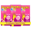 Comprimatele masticabile Pepto Kid pentru arsuri în capul pieptului, indigestie acidă, stomac acru şi stomac supărat, aromă de bubblegum, 72 Total (3 cutii de 24)