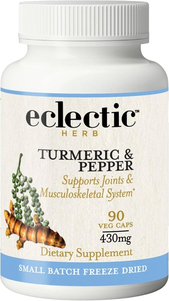 Eclectic Institute Fresh Freeze Freeze-Dried Non-GMO Turmeric și Pepper 
