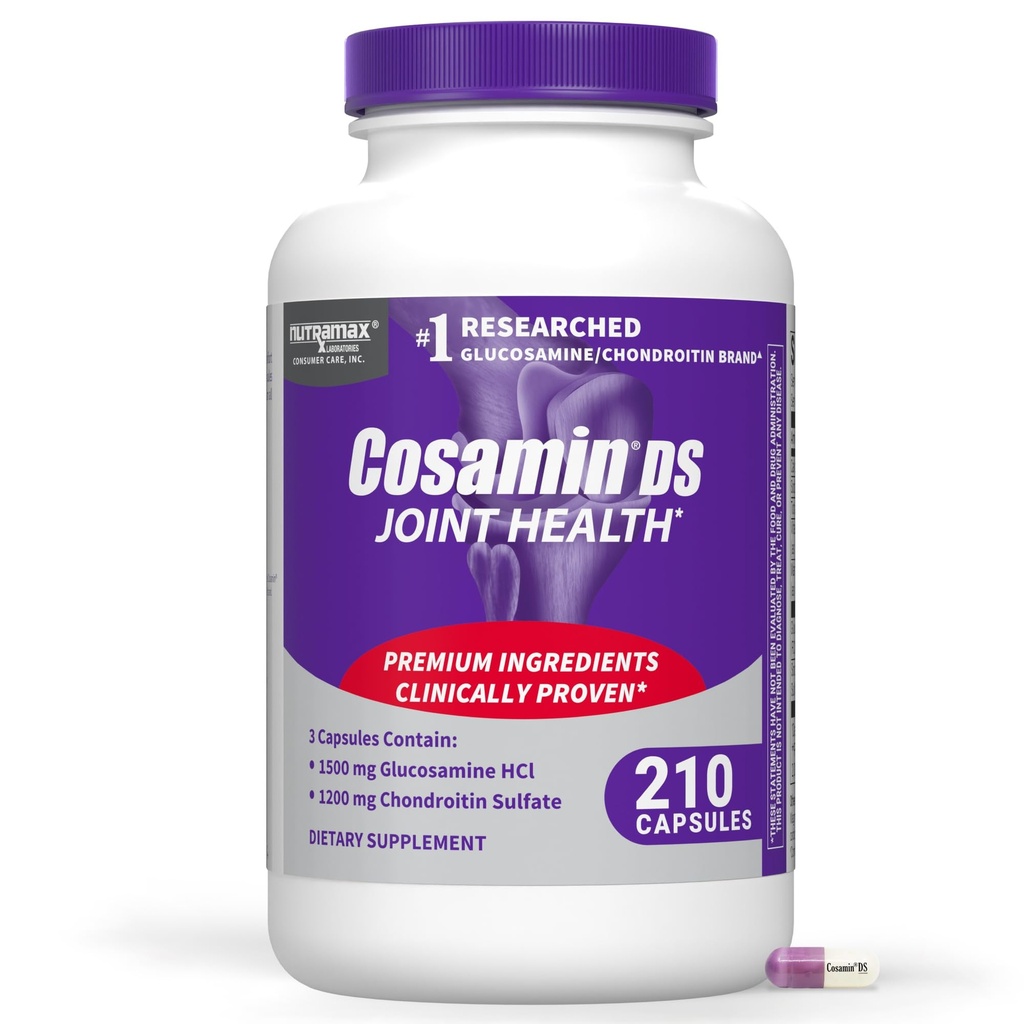 Nutramax Cosamin® DS Suplimentul comun de sănătate cu Glucosamină & Chondroitin pentru bărbaţi şi femei sănătate comună, 210 capsule