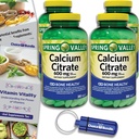 Spring Valley Calciu Citrate Tablete Supliment alimentar 600 mg 300 Ct 4 pk Alegerea Bundle (1200 Total) + Vitamina Ghid & Pill Container (6 elemente)!