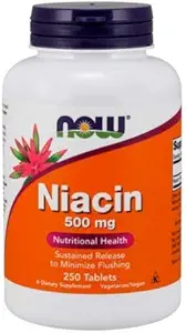 Niacin, 500 mg, Tr 250 Tabs de Now Foods (Pachet de 3)