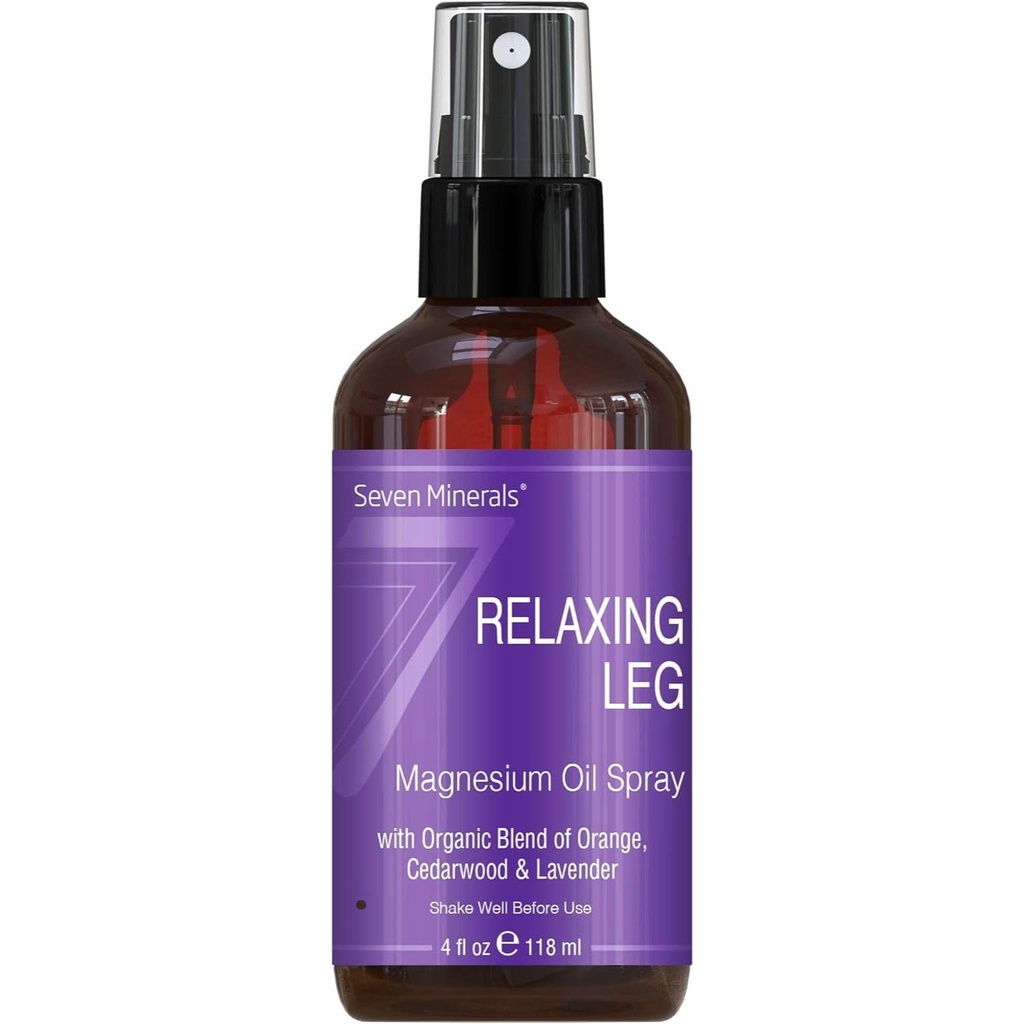 Șapte Minerale Relaxare Picior Spray Magneziu, Amestec puternic de uleiuri esențiale (Orange, Cedarwood, & Lavandă), care calmează Picioare natural. 4 fl oz,