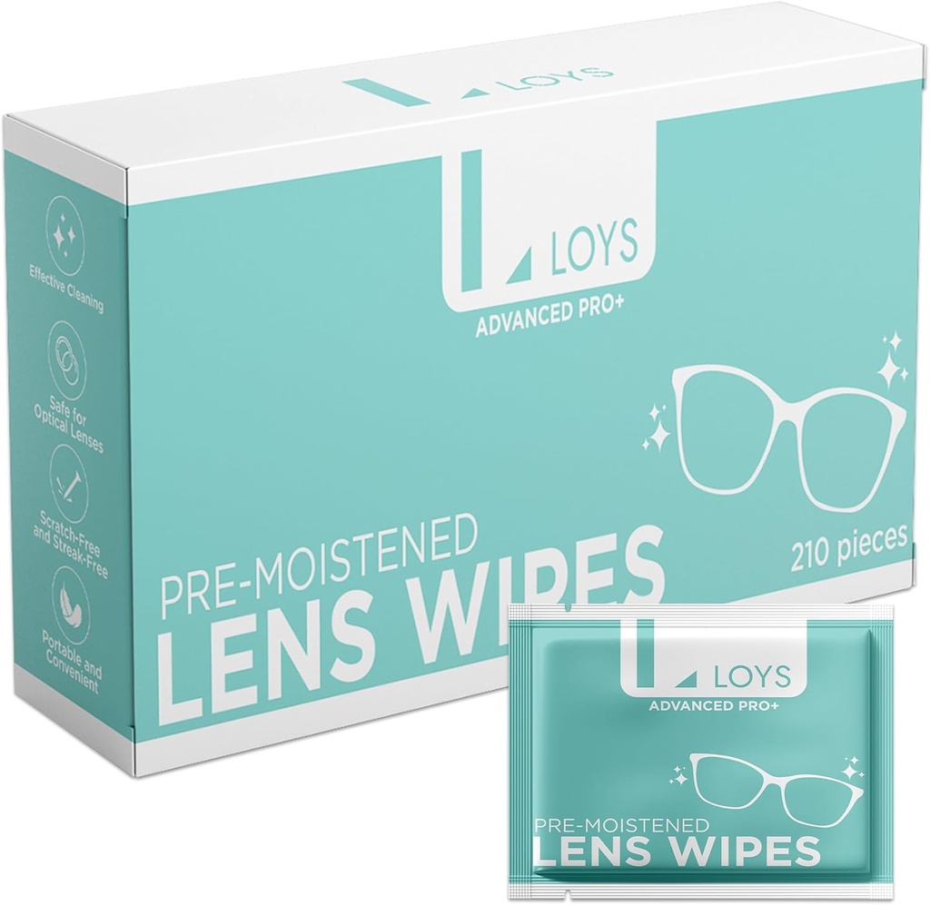 Lens Curățare șervețele pentru ochelari, ochelari de vedere curat, pre-umezit individual înfășurat Free Sracth Free Streak Free Cleaner Wipes pentru Labtop, ochelari de soare, aparat de fotografiat, Goggles de Loys Advanced Pro, 210 Counts