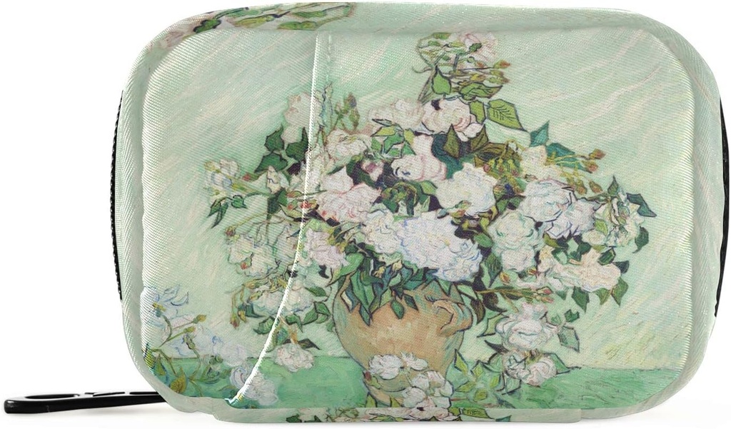 Trandafiri Van Gogh Pill Box 7 zile Pill Case Bag Pastile Travel Pill Organizator sac cu Zipper Portabil Weekly Caz Compact Dimensiune pentru Deţinătorul Suplimentului Vitamina