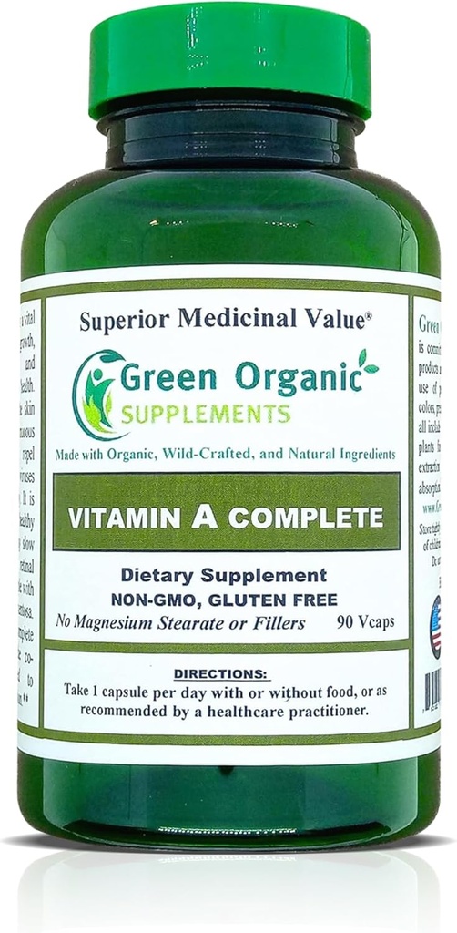 Suplimente ecologice verzi Vitamina A, Retinil Palmitat, 90 VCaps, 15000UI, manual Made, Non-GMO, & Gluten Free (Pachet de 1)