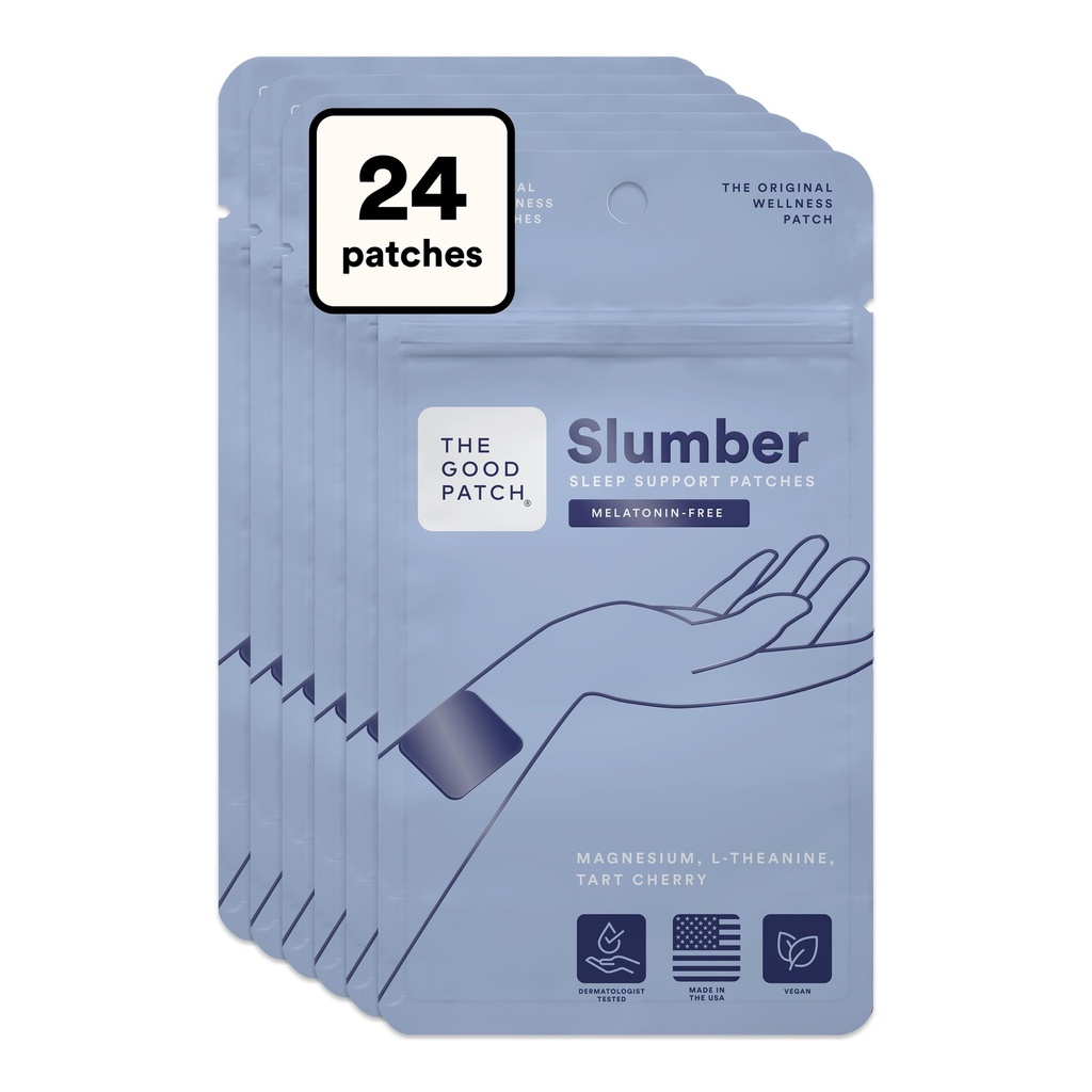 Suport bun patch somn somn somn, Melatonina gratuit, eliberare susținută, patch-uri naturale cu L-Theanină, magneziu, extract de cireșe tartă, plante puternic wellness purtabil (24 patch-uri totale)