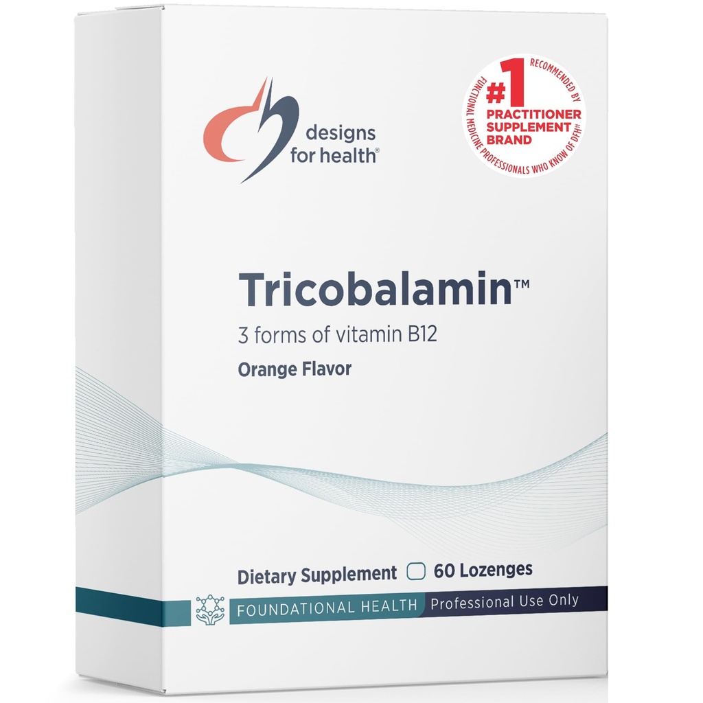 Design-uri pentru sănătate B12 Tricobalamină Lozenges - 3000mcg Triple B12 Tablete de dizolvare rapidă cu metilcobalamină, Adenosilcobalamină + Hydroxocobalamină - Aromă naturală de portocale (60 Lozenges)