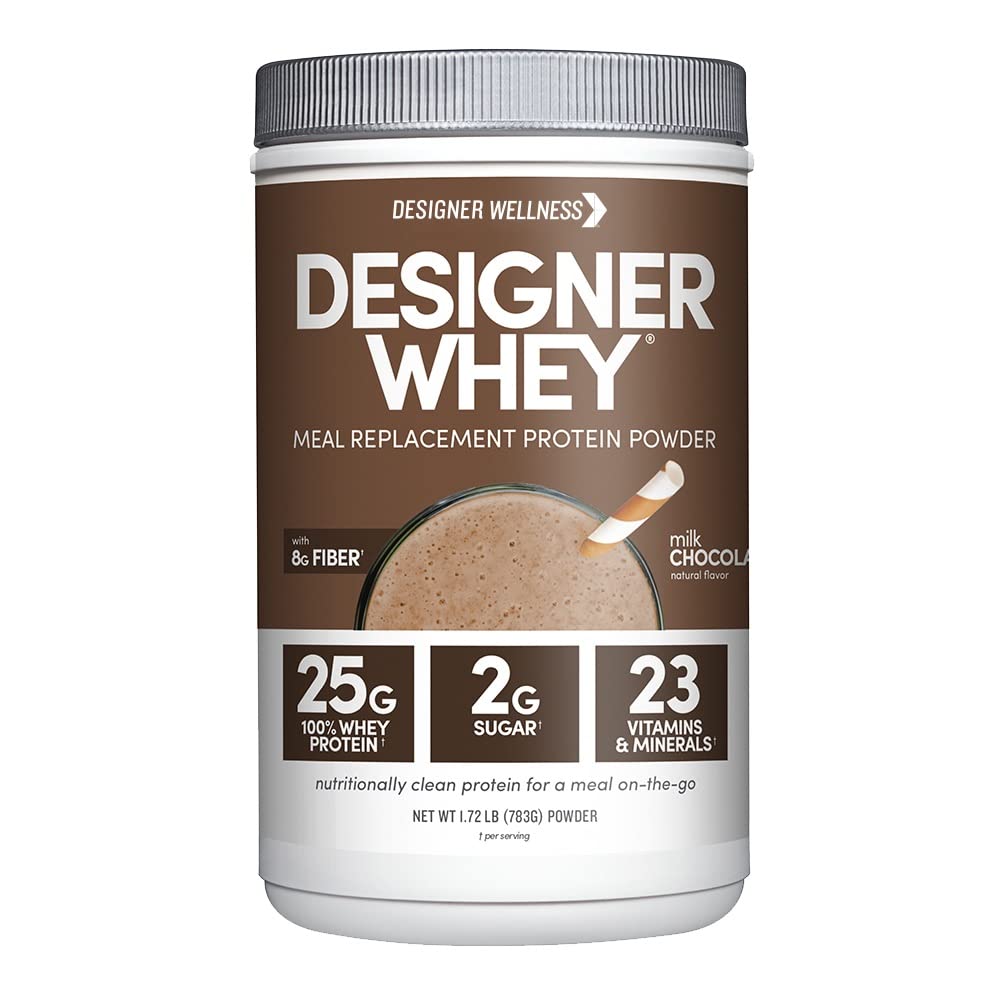 Designer Wellness, Designer Whey Protein Meal Powder, Ecologic Superfood Complex carbohidrati, Vitamine, Minerale, Gluten-Free, Lapte ciocolata, 1.72 Pound