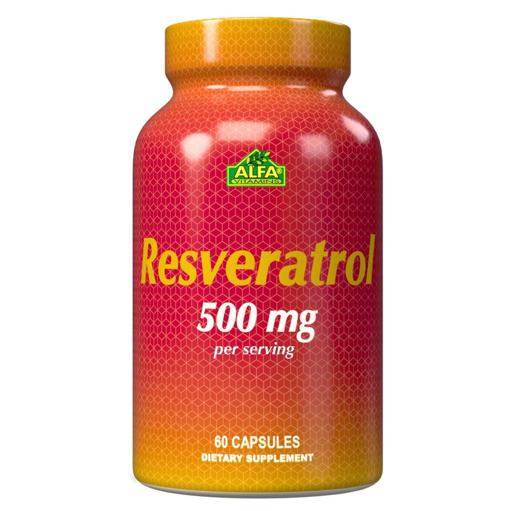 Resveratrol 1000mg de Alfa Vitamine - puternic antioxidant, ajută la prevenirea leziunilor celulare - Sprijină funcţia creierului, sănătatea cardiovasculară, metabolismul, efectele anti- imbatranire - 60 Capsule