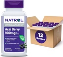 Natrol Acai Berry, Supliment alimentar, Antioxidant de protecție și apărare, Ultimate Super Fruit, 900 mg Veggie Capsule, 75 Conte (Pachet de 12)