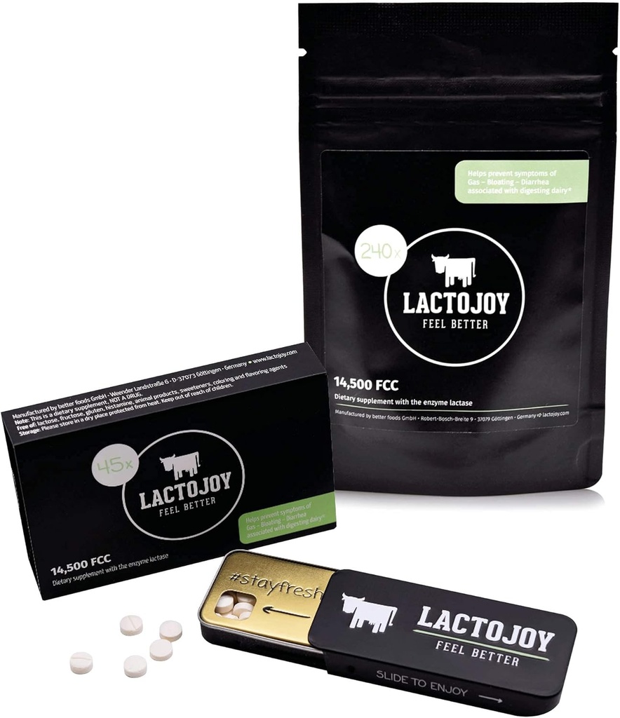 Lactase Lactase Lactase pastile Bundle de 45 buc. și Refill Pack I Enzime puternic lactazei pentru intoleranță la lactoză I Ultra Lactază pură pentru digestia îmbunătățită I Nu Dioxid de siliciu, fără arome artificiale