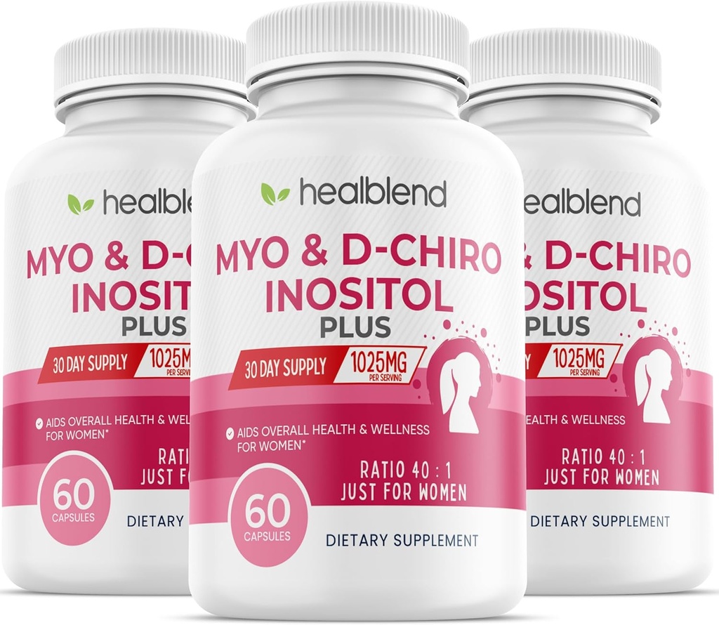 Myo & D-Chiro Inositol Plus Supliment Blend, Echilibru hormonal, Ovulație sănătoasă și suport general de wellness pentru femei, Fertilitate și Sarcina Sănătate (3 ambalaj)