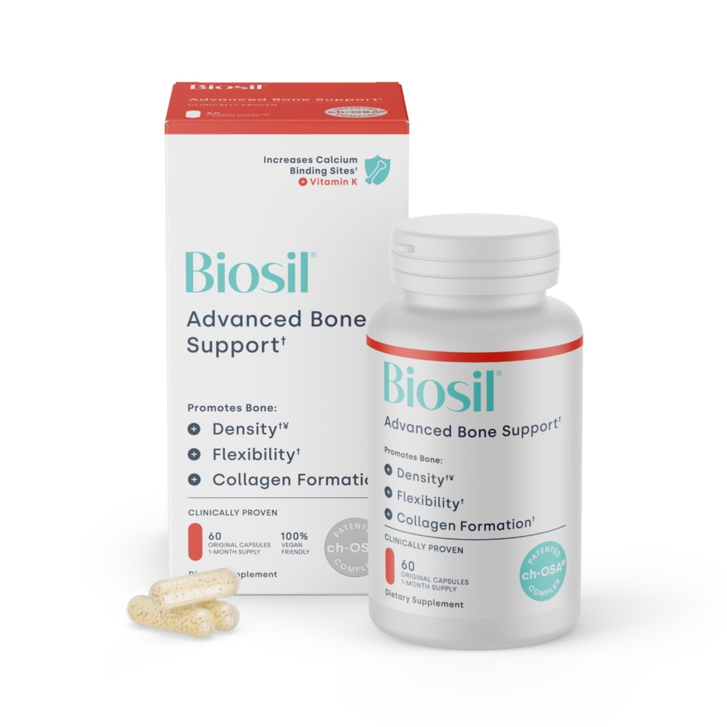 Biosil Bone Colagenizer Ultra - 60 Capsule Veggie - cu complex ch-OSA patentat + Choline, Inositol, MK7 & Vitamina B12 - GMO gratuit - 30 de zile de aprovizionare
