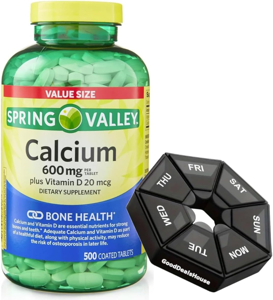 Primăvară - Valea Calciu 600 mg + Vitamina D 20 mcg - 500 Conte cu Weekly Pill Organizator GoodDealsHouse - Bone Health suplimente alimentare tablete