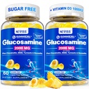 Glucosamine umplute cu zahăr - Glucosamină Supliment Plus Chondroitin, MSM, Turmeric, Boswellia, Acid hialuronic, vitamina D3 & zinc, 120 gume, 60 Serviri