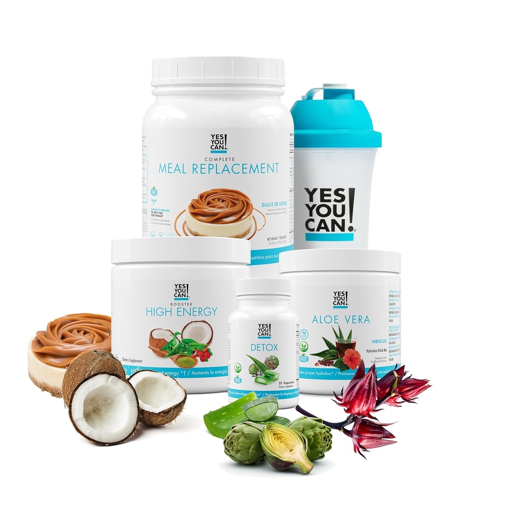 Da, puteți! Kit de detoxifiere Plus (Cookie-uri de înlocuire a mesei și crema, Aloe Vera Hibiscus) - Pulbere complet de schimb de masă, Booster de mare energie Shake, Aloe Vera supliment dezintoxicare, transformare de sănătate
