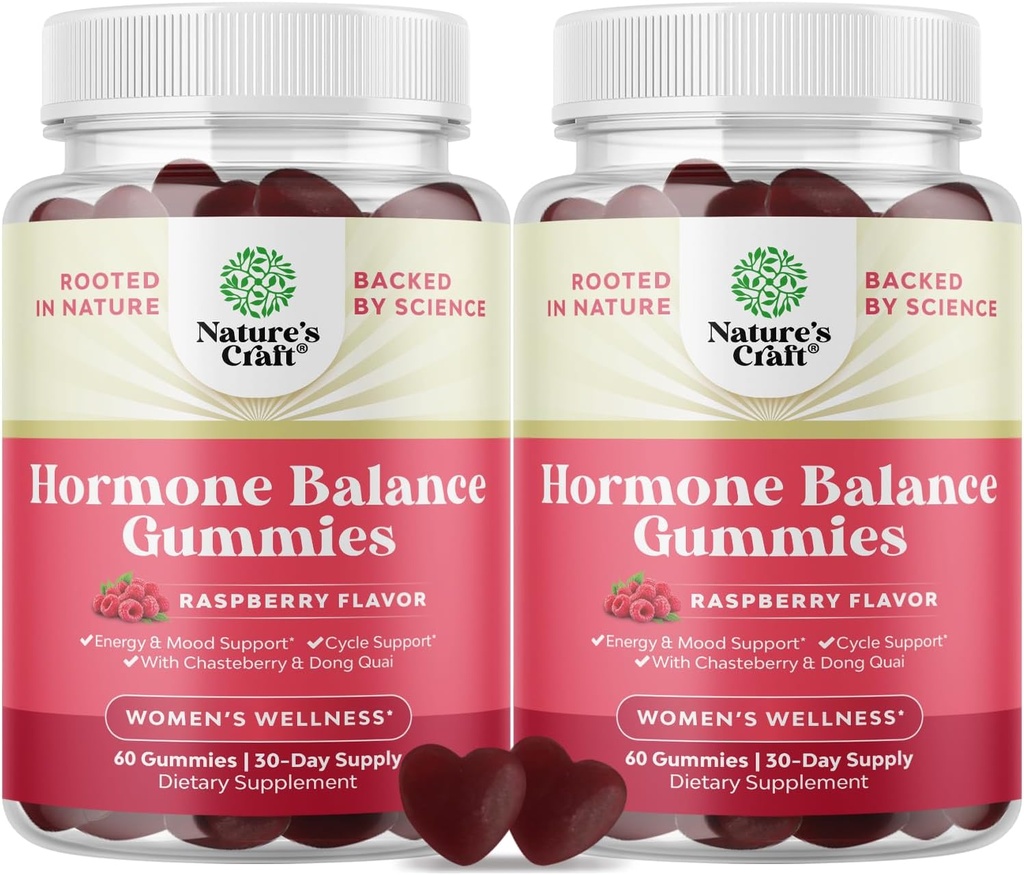 Echilibrul hormonal pentru femei Gumiile de toate vârstele - PMS Supplement de suport pentru femei pentru a reglementa ciclu menstrual şi echilibru hormonal Menopauză şi Swings cu vitamina B6 şi Dong Quai - 60 Chews - 2 ambalaj
