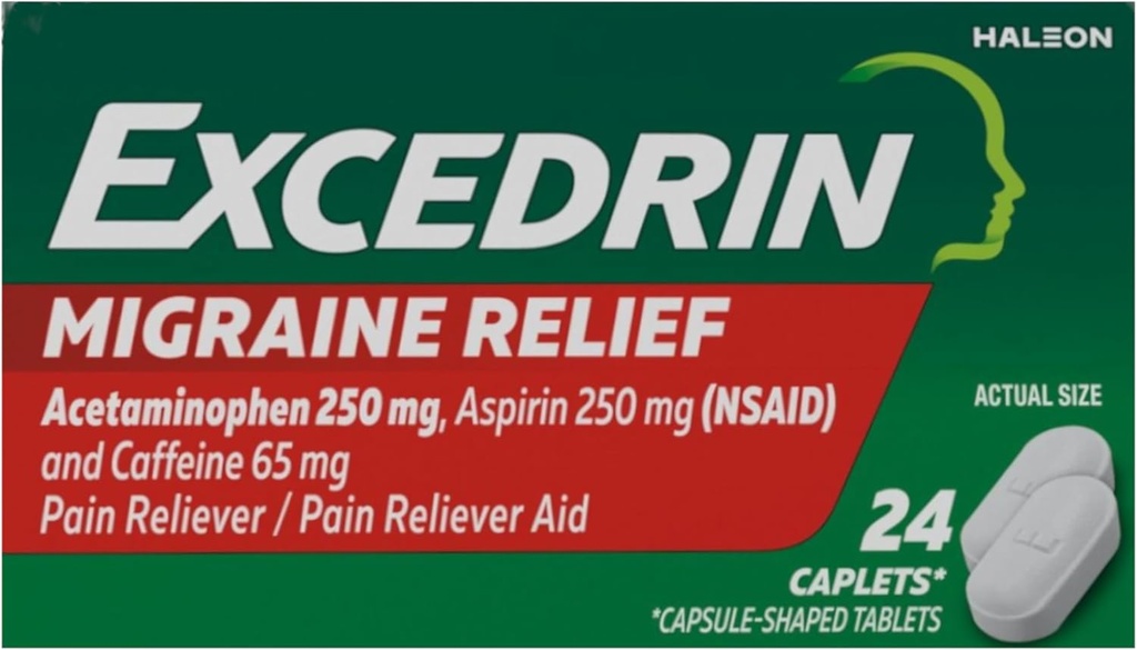 Excedrin Migrene Pain Relieiver Caplets 24 ea (Pachet de 3)