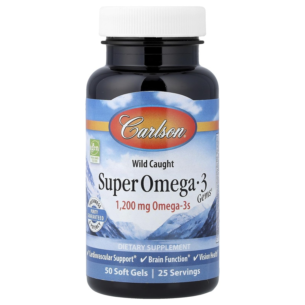 Carlson - Super Omega-3 Gems, 1200 mg Omega-3s, Wild Caught, Sustainable Sourced, 50 geluri moi
