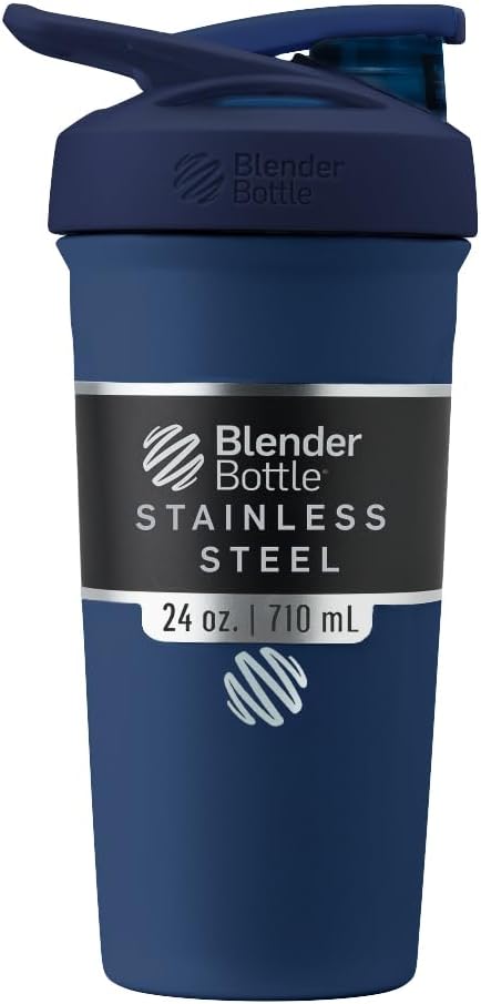BlenderBottle Sport Izolat din oțel inoxidabil Shaker Sticla cu whisk sârmă, 24-Ounce, Navy 