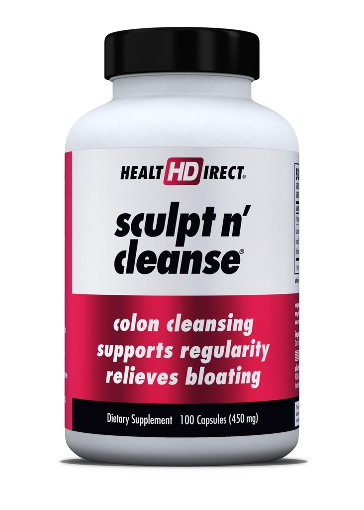 Health Direct Sculpt n' Cleanse - Herbal Colon Cleanse for Digestive Health & Regularity - Natural Detox & Gut Flush Supplement - 100 Veggie Capsule