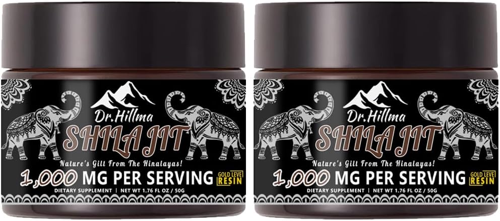 Pure Shilajit Resin, Autentic Golden Grad A,1000 mg Potency Maxime Natural Shilajit Resin cu acid fuzelian pentru energie,Immune Support,50 Grams,2 Pack