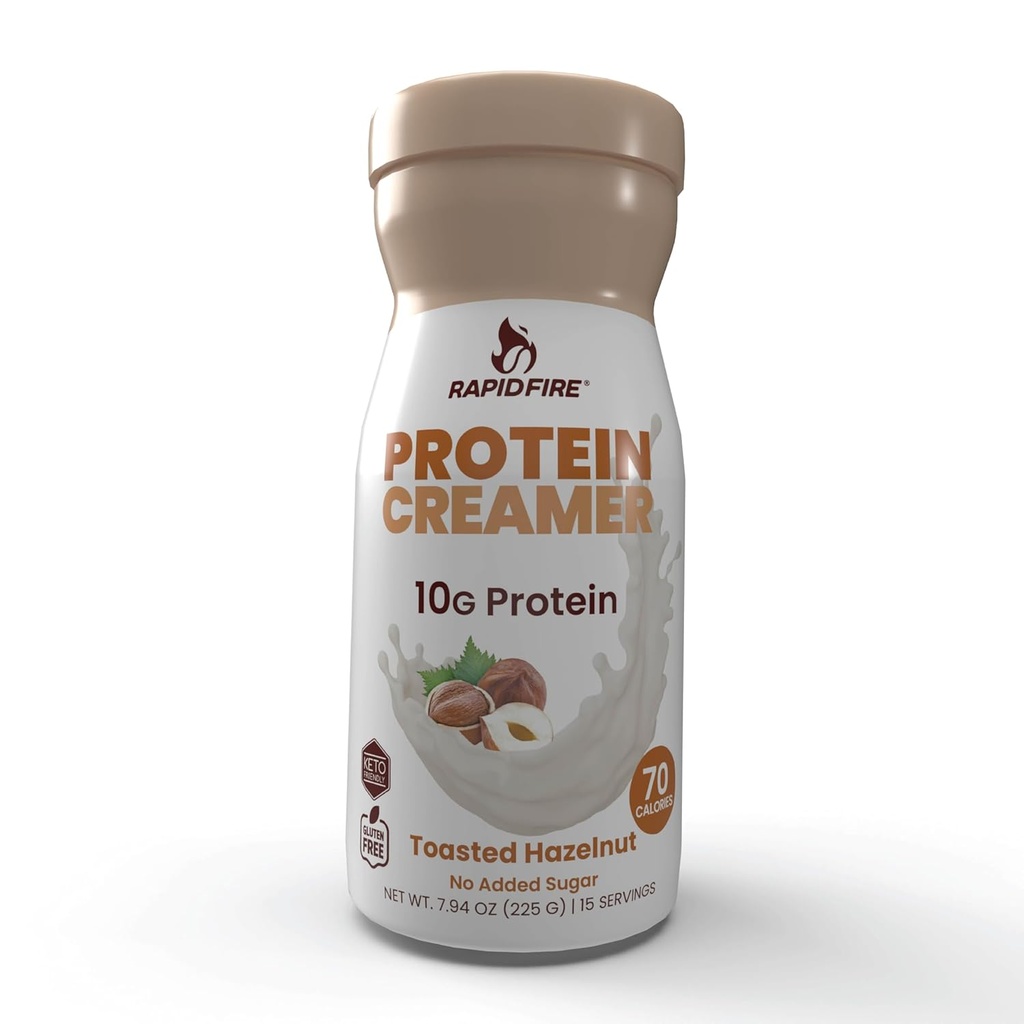 Proteine Creamer, Hazelnut Flavor, Keto Friendly, 10g de proteine cu vitamine și minerale, 15 Serviri, Poate stimula metabolismul și creșterea energiei, Multi, 7.94 Ounce