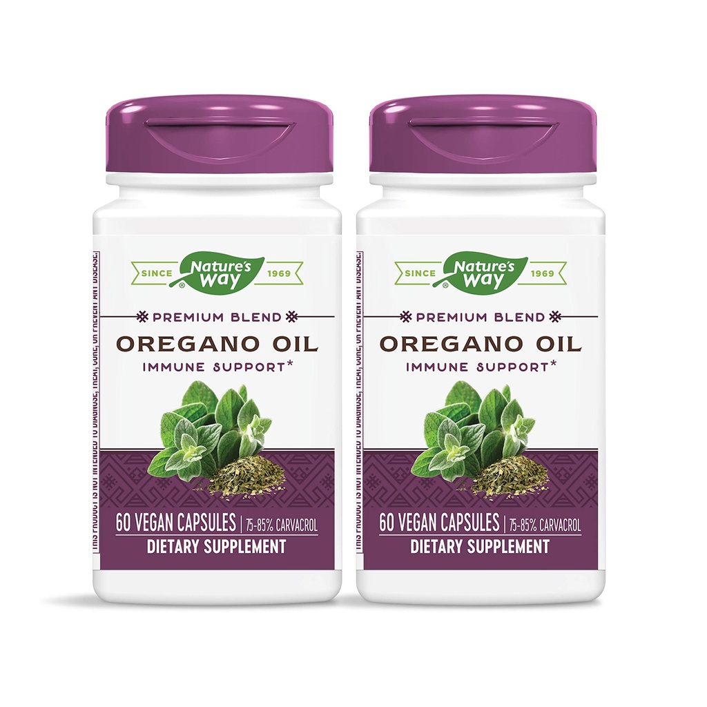 Natura's Way Oregano Oil 75-85% Carvacrol per capsulă, vegetariană, 60 capsule vegetariene, ambalaj cu 2 capsule