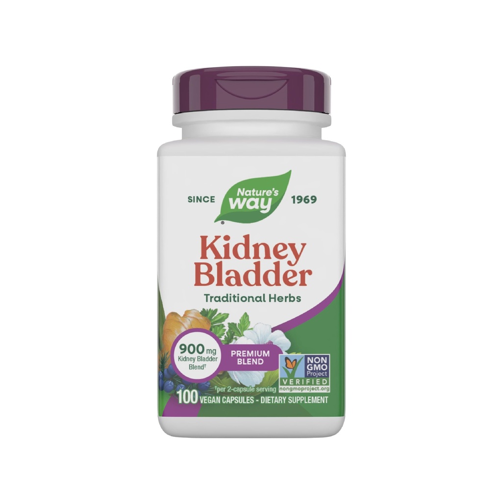 Natura's Way Kidney Bladder Premium Blend, Supliment traditional Herbs, 900 mg per 2-Capsule Serving, Proiect non-GMO verificat, Vegan, 100 Capsule (Packing May Vary)