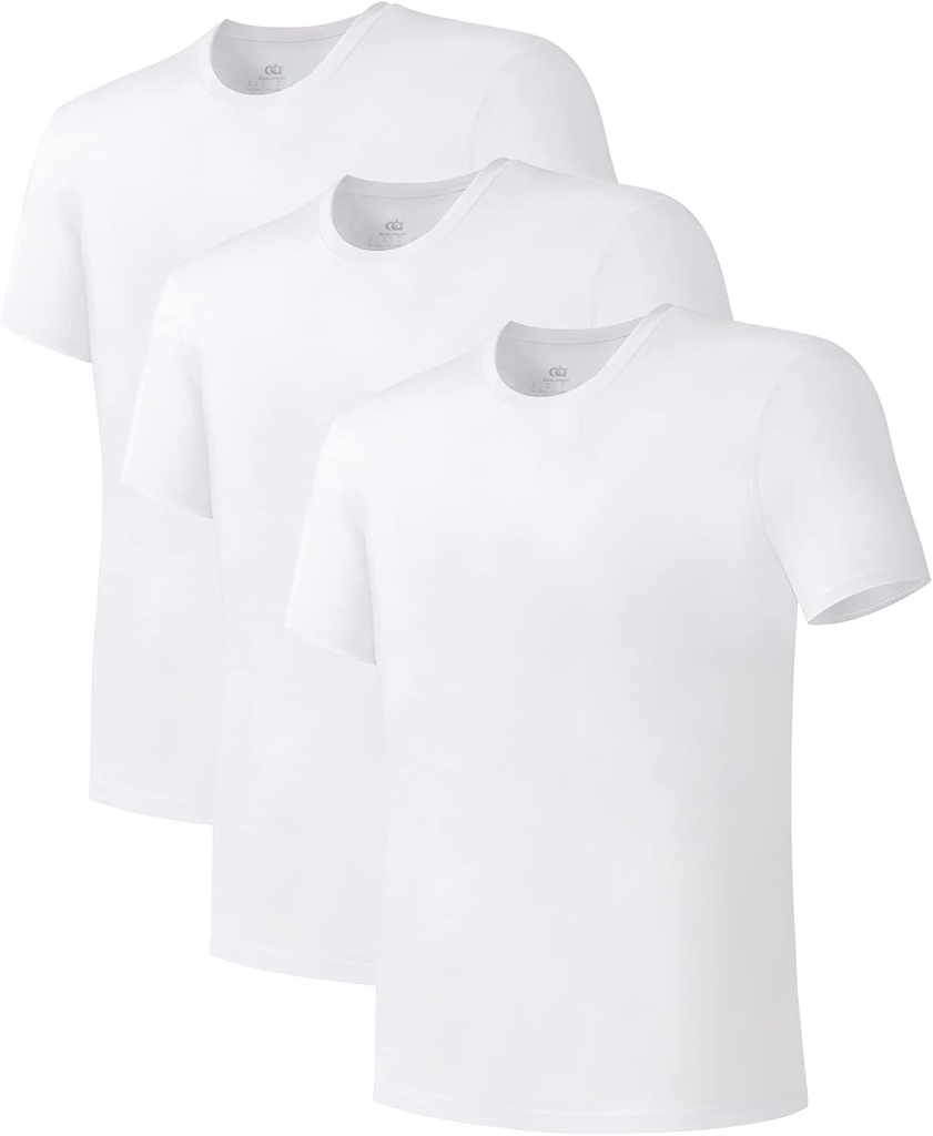 DAVID archive bărbați Undershirt Combed bumbac T-Shirt moale de umiditate-Wicking Subshirt Crew Neck sau V Neck Tees 3 Pack