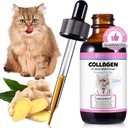 Colagen pentru pisici 2 fl.oz, Colagen lichid pentru pisici picături, Colageni premium hrănite cu iarbă pentru piele de pisică și supliment de haina, Mâncărime pentru pisica cu alergii Imunitate, cu colageni bovine, Biotin, MSM