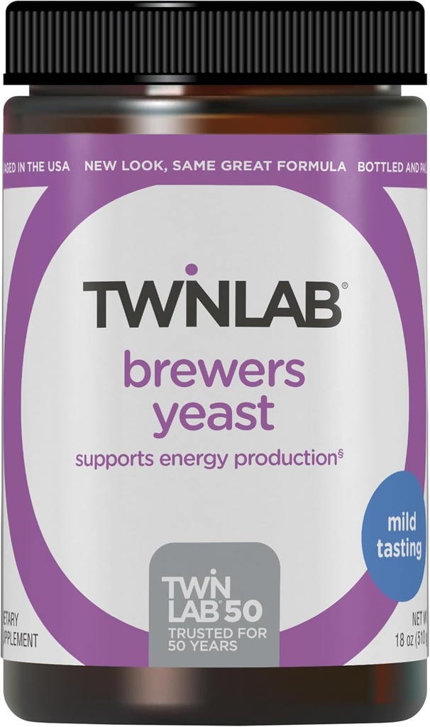 Drojdii Twinlab Brewers - cu proteine Vegane, vitamine, minerale, aminoacizi și elemente de urmărire - Vitamine pentru bărbați și femei cu Drojdie de bere nutrițională - 18 oz