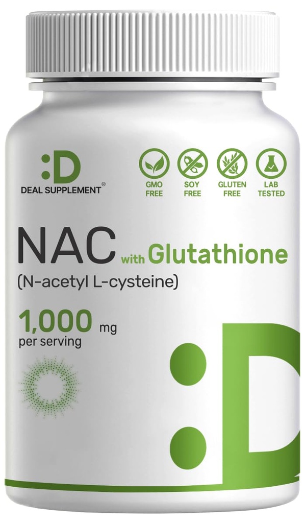 Suplement DEAL NAC Supliment (N-Acetyl Cysteine) 1000 mg Per Servire cu Glutatione reduse, 240 Capsule 