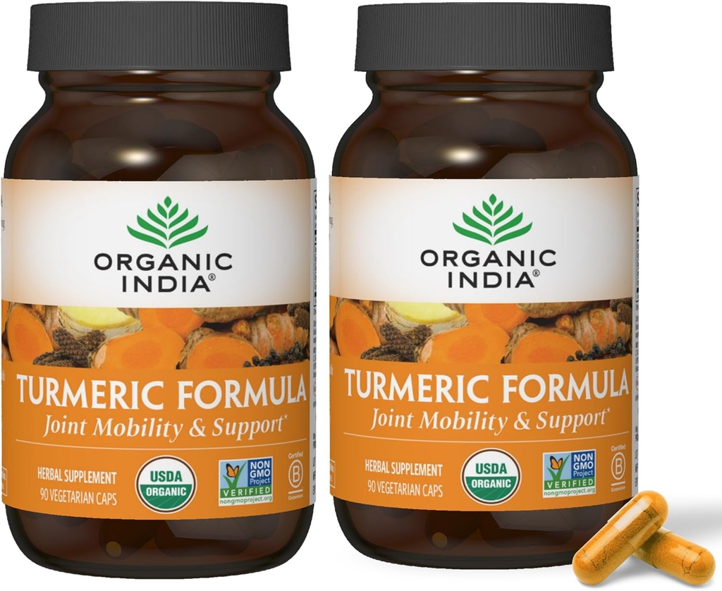 ORGANIC INDIA Curcumin Turmeric cu Pepper Negru - Suplimentul Herbal, Suport comun si sistem imunitar, Supliment Root întreg, Trikatu, USDA Certified Organic - 180 Capsule