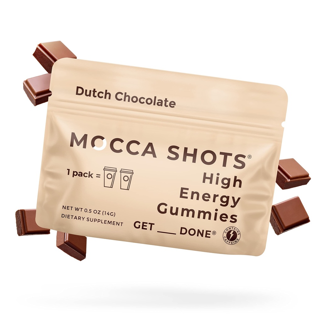 SGC Seattle Gummy Company Caffeine Energy Gumies 12 Pack, Dutch Chocolate Mocca Energy Chews, Nootrop, Vegan, Plant-Based, Gluten Free, 200mg Cafeina