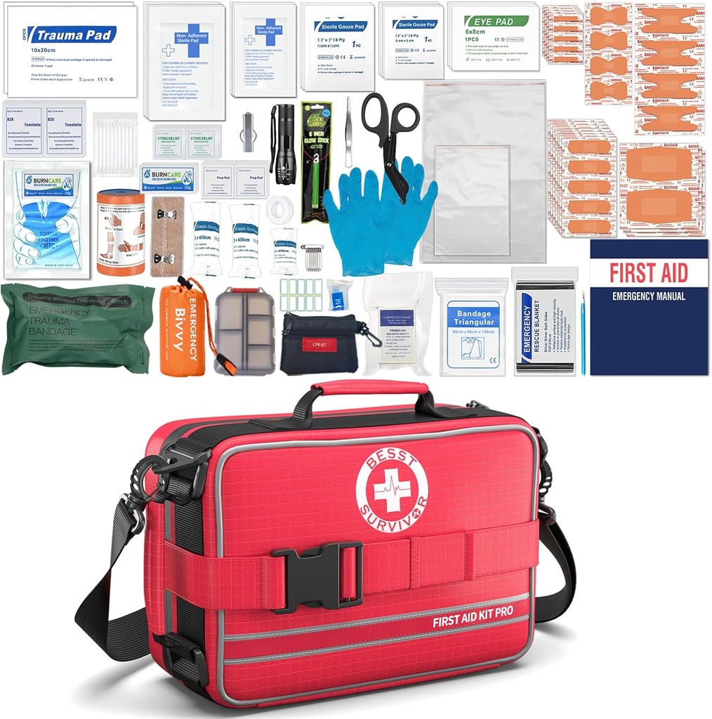 Kituri complete de prim ajutor - Kituri avansate de traume cu compartimentări etichetate, Kituri medicale de mare urgenţă pentru maşini, Home, Camping şi Exterior -324Set de piese