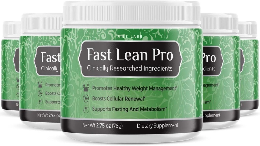 Rize laboratoare Fast Lean Official Pro Advanced Formula Supliment, Hydration BCAA bea capsule într-un borcan, Easy to Scoop and Gustess Great - Pachet de 5(120 Serviri)