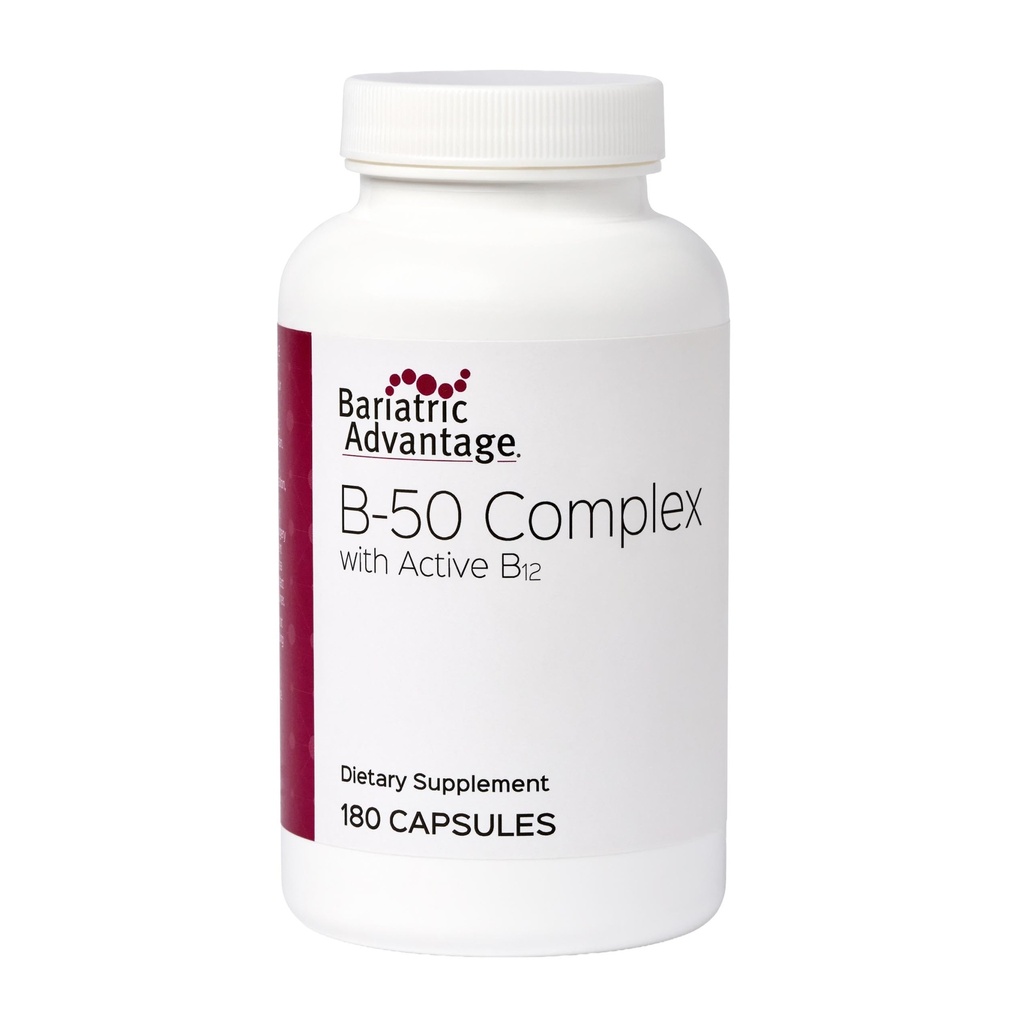 Bariatrici Avantaj B-50 Complex cu Active B12, Supliment de potenta inalta care contine toate vitaminele esentiale B cu colina, Inositol si PABA - 180 Conte