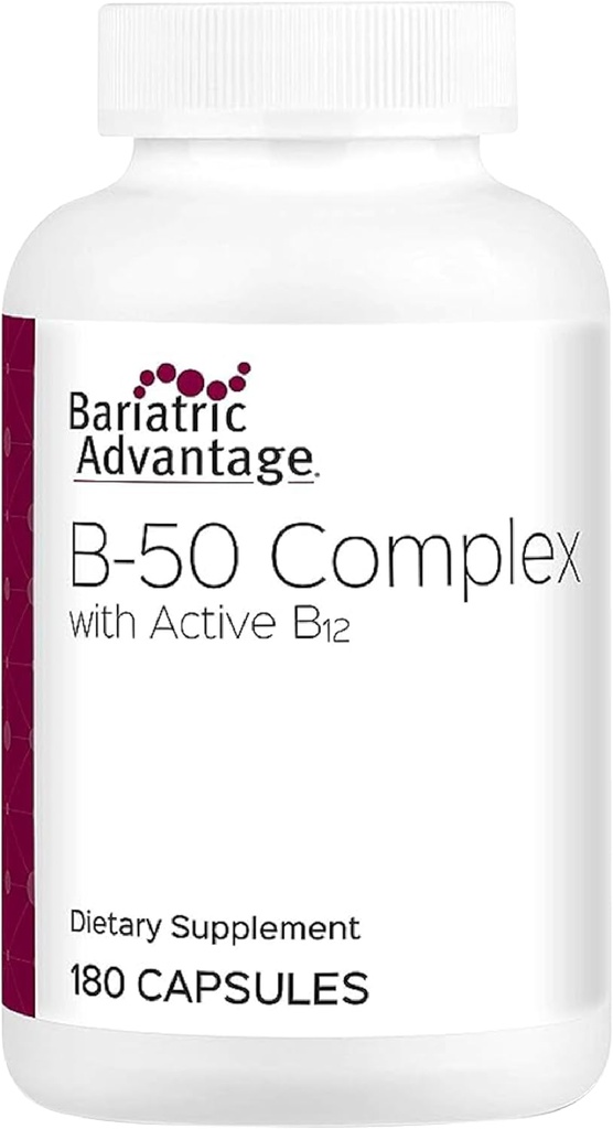 Bariatrici Avantaj B-50 Complex cu Active B12, Supliment de potenta inalta care contine toate vitaminele esentiale B cu colina, Inositol si PABA - 180 Conte