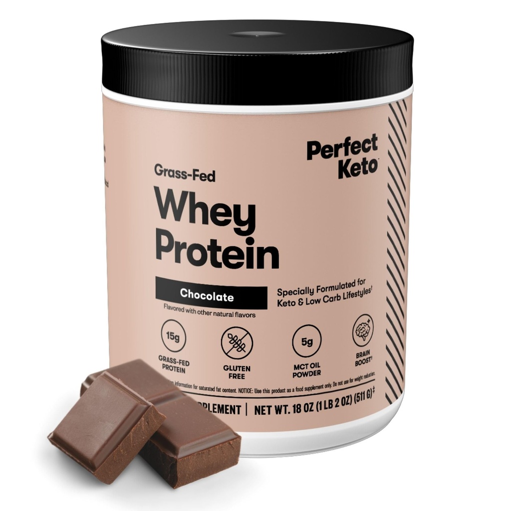 Keto Pure Whey Pulbere de proteine Izolat Delicious 100% Grass Fed Meal Shake No Artificials, Gluten Free, Soy Free, Non-GMO (Chocolat)