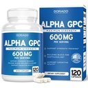 Capsulele Alpha GPC Choline - 120 Count, 600mg Servings (Suport de ploaie care susține focus, memorie, motivație, & Energie (al treilea parte testat, Vegan sigur făcut în Statele Unite ale Americii) Suplimentul de suport pentru creier