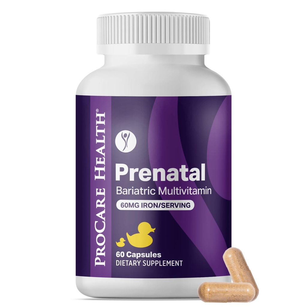 ProCare Health Multivitamine prenatale bariatrice cu fier (60 Capsule usor de inghitit) 