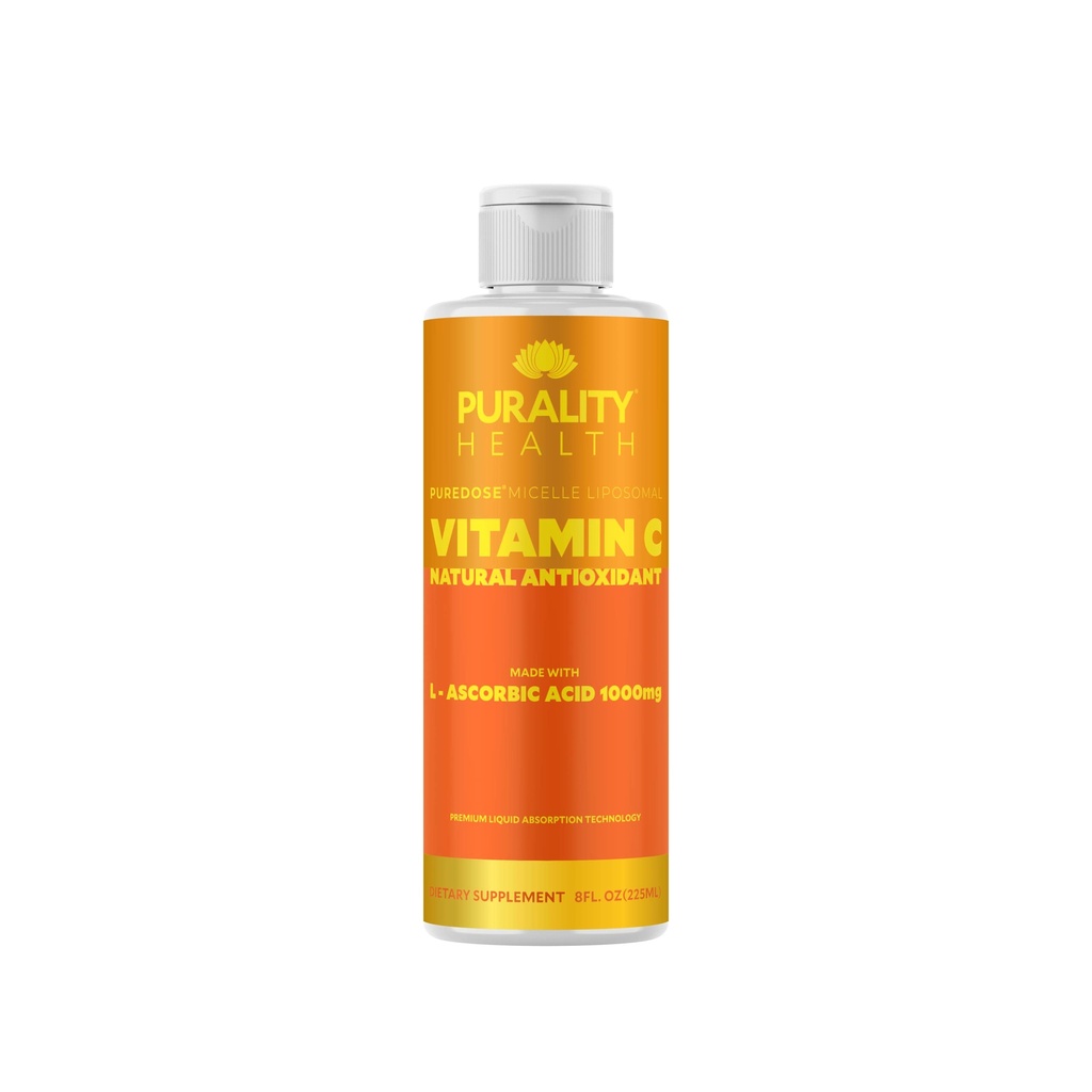 PURALITATE HRANĂ Vitamina C Supliment lichid 1000 mg pe servire, Micelle Liposomal îmbunătățit absorbție, non-GMO, gluten gratuit, Vegan, 15 zile de aprovizionare