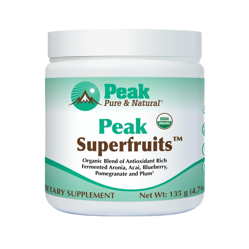 Superfructe organice de vârf - Polifenol Rich Superfood Powder - Non-GMO Fermentate Aronia Berry, Acai, afine, rodii și prune - Îmbătrânire, Sănătate metabolică, Heart Health (30 Servings)