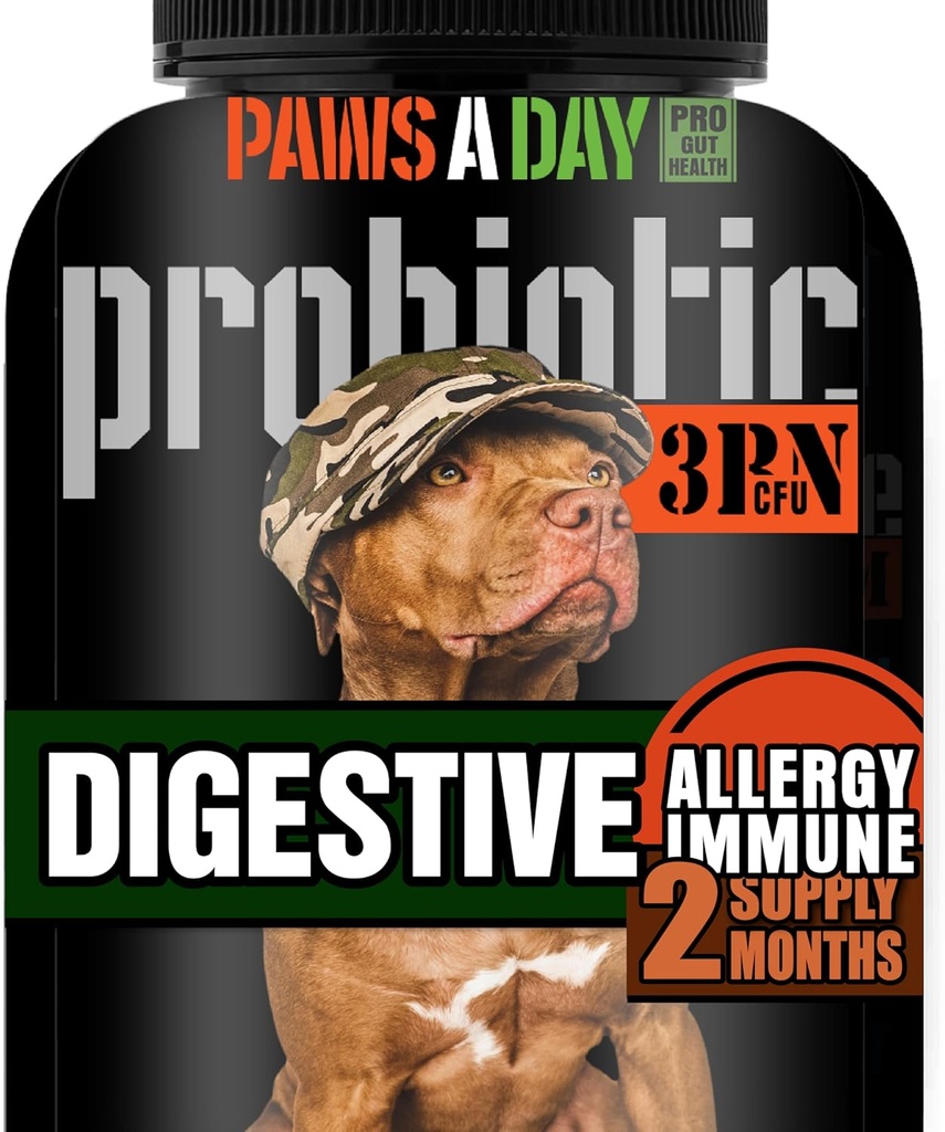Soldat Armatei Probiotice câine deținute pentru Drojdie, Itchy Skin & Itchy Ears, Dog Alergia Ajutor, Digestive Health, Ocazional Diaree & Imunity Support, 3 Miliarde CFU, 60 Yummy Chewables